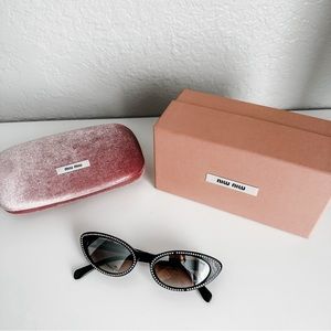 Miu Miu Cat Eye Rhinestone Sunglasses